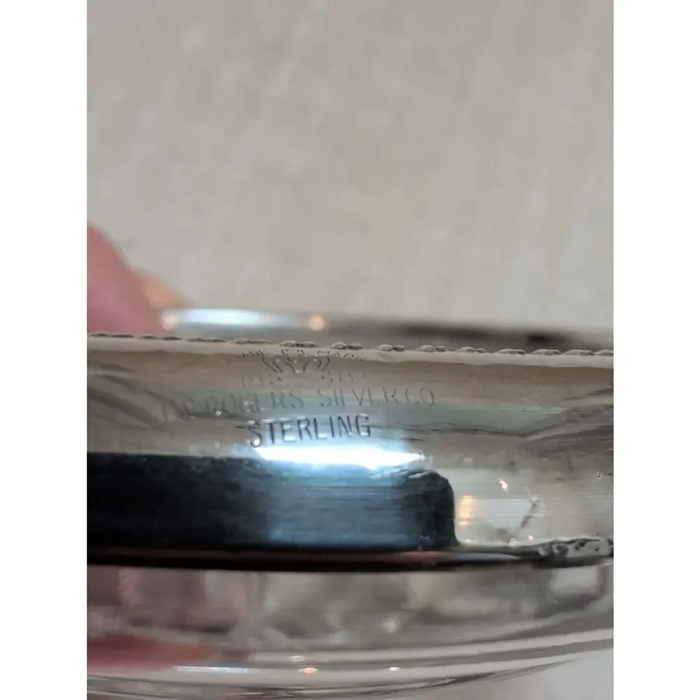 Vintage F B Rogers Sterling Silver Cut Glass Coaster Retro Ashtray